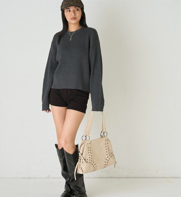  「KOOKYN ワッフル編みクルーニット」|ニット・セーター|