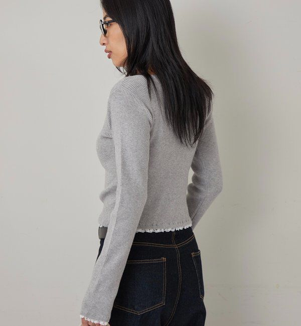  「LACE LAYERED HENLEY KNIT」|ニット・セーター|