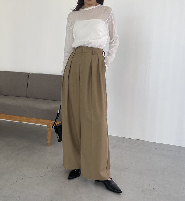  「【累計2万本突破！】【低身長・高身長サイズあり】2タックワイドパンツ」|チノ|