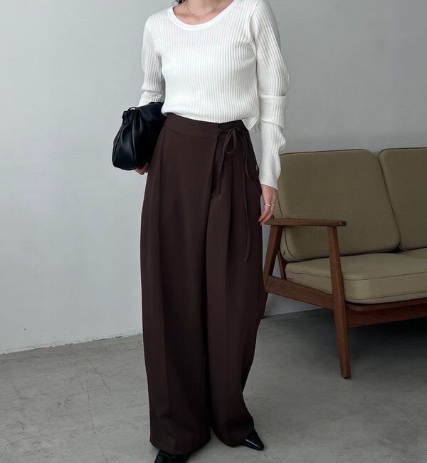  「【待望の追加決定！/新色ブラウン】ラップリボンパンツ」|チノ|