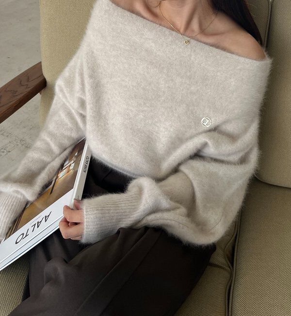  「【上質な着心地/全骨格細見え】〈C.L〉FOXカシミアドルマンニット」|ニット・セーター|エクリュ