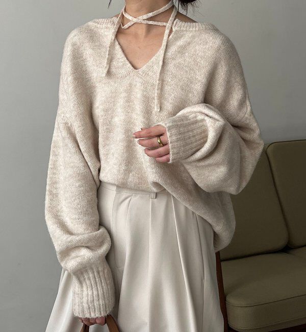  「【前後2WAY】もちふわ2WAYスキッパーニット」|ニット・セーター|