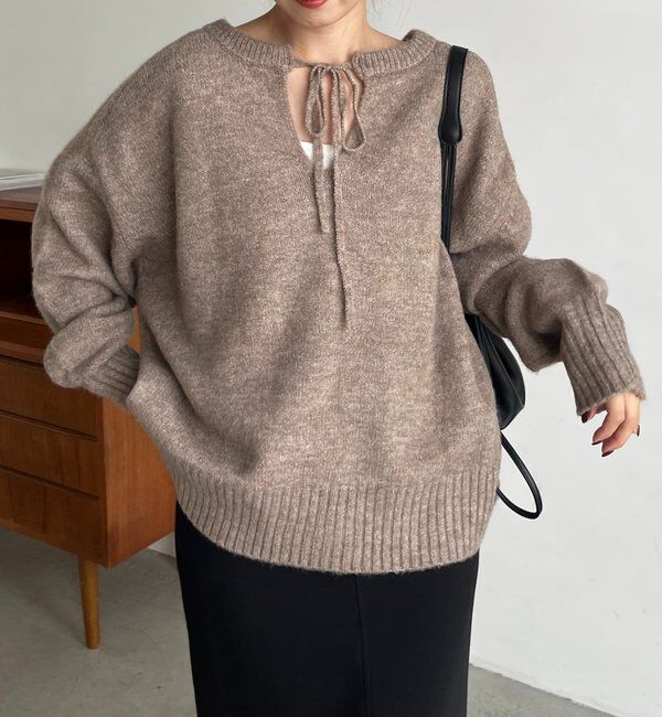  「【前後2WAY】もちふわ2WAYスキッパーニット」|ニット・セーター|