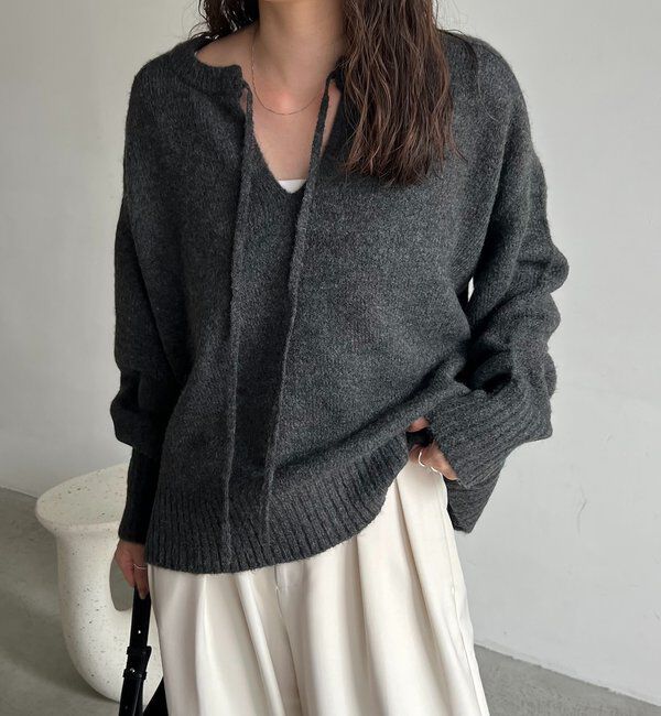  「【前後2WAY】もちふわ2WAYスキッパーニット」|ニット・セーター|