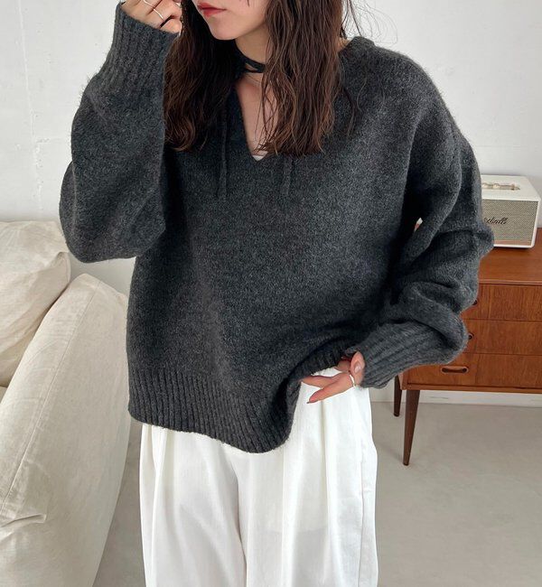  「【前後2WAY】もちふわ2WAYスキッパーニット」|ニット・セーター|