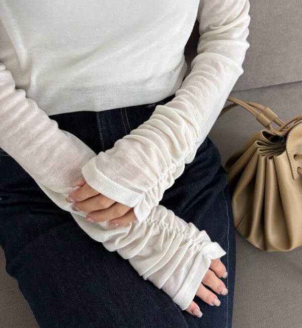  「【前後2WAY】テンセルウール袖ギャザーロンT」|Tシャツ・カットソー|