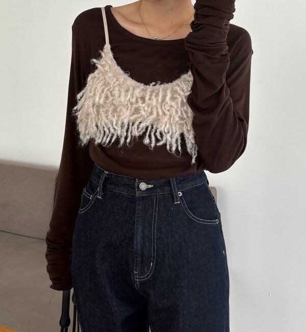  「【前後2WAY】テンセルウール袖ギャザーロンT」|Tシャツ・カットソー|