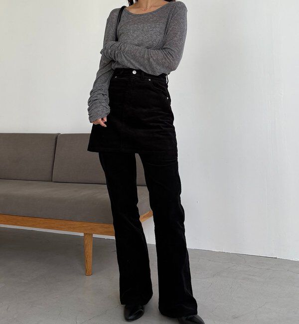  「【前後2WAY】テンセルウール袖ギャザーロンT」|Tシャツ・カットソー|