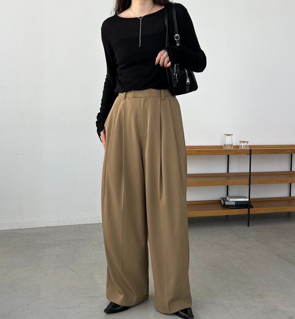  「【前後2WAY】テンセルウール袖ギャザーロンT」|Tシャツ・カットソー|