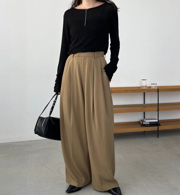  「【前後2WAY】テンセルウール袖ギャザーロンT」|Tシャツ・カットソー|