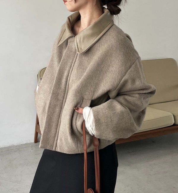  「【2WAYで着用可能】スタンドウールショートコート」|その他|