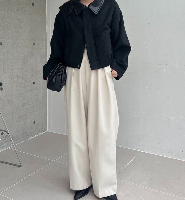  「【2WAYで着用可能】スタンドウールショートコート」|その他|