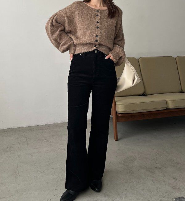  「【前後2WAY】モヘア起毛パフカーディガン」|カーディガン|