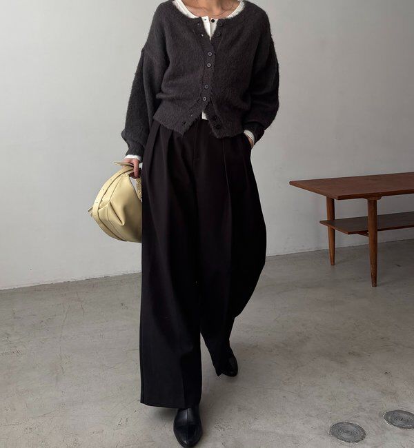  「【前後2WAY】モヘア起毛パフカーディガン」|カーディガン|