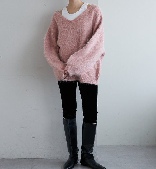  「【4色展開】【着映えニット】シャギーＶネックプルオーバー」|ニット・セーター|