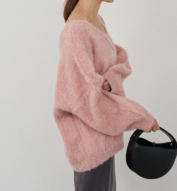  「【4色展開】【着映えニット】シャギーＶネックプルオーバー」|ニット・セーター|