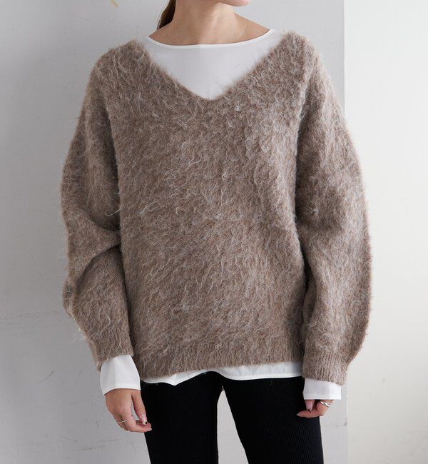  「【4色展開】【着映えニット】シャギーＶネックプルオーバー」|ニット・セーター|
