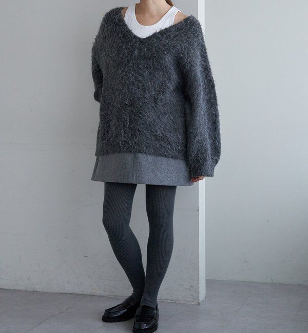  「【4色展開】【着映えニット】シャギーＶネックプルオーバー」|ニット・セーター|