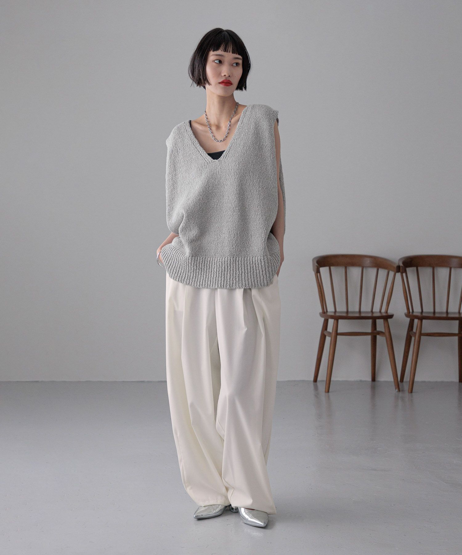 LOWRYS FARM「イージーワイドコクーンパンツ」|チノ|