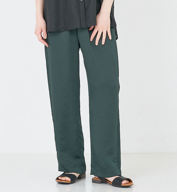 collex「【手洗い可能】【新色】リラックスサテンパンツ」|その他|グリーン