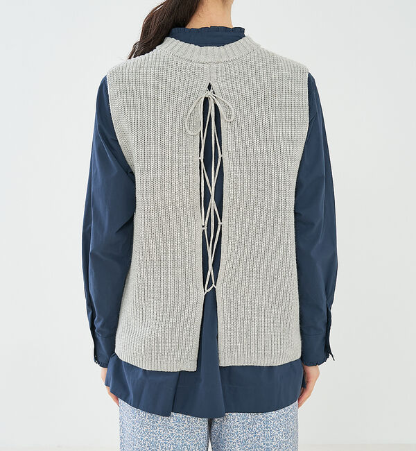 collex「バックレースアップ畔編みベスト」|ベスト・ジレ|