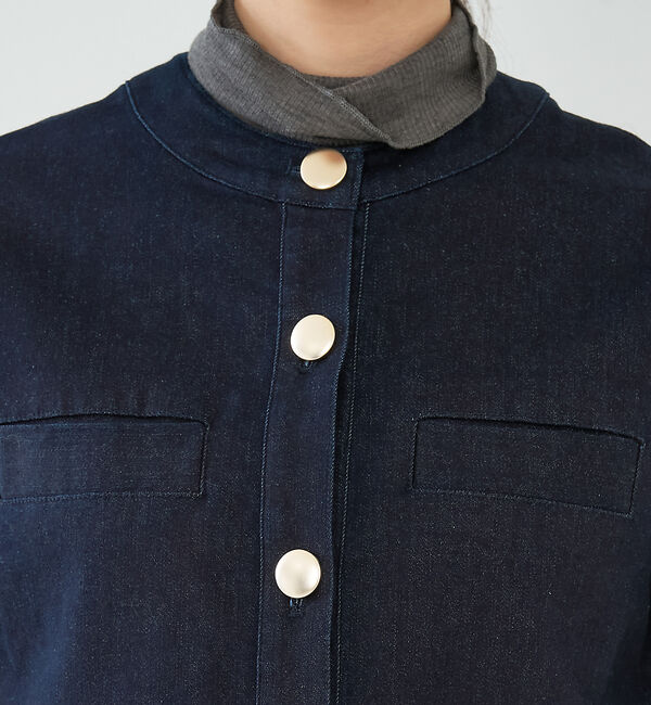 collex「ストレッチデニムジャケット」|ノーカラージャケット|