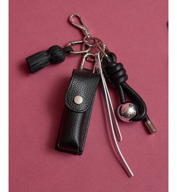 collex「【WEB限定】【Beau're/ヴュレ】リップケース付きレザーチャーム」|チャーム・キーホルダー|ブラック