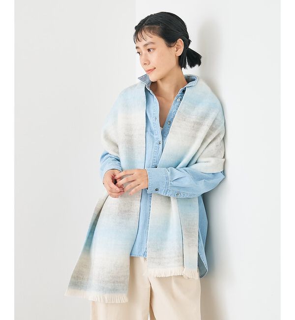 collex「ウール混グレデーションストール」|マフラー|サックスブルー