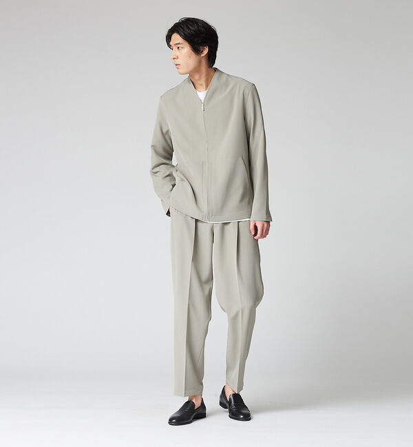 ABAHOUSE「【セットアップ対応】ストレッチ ノーカラー Vネック オーバーサイズ シャツジャ」|シャツ・ブラウス|