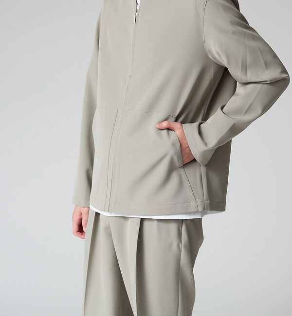 ABAHOUSE「【セットアップ対応】ストレッチ ノーカラー Vネック オーバーサイズ シャツジャ」|シャツ・ブラウス|