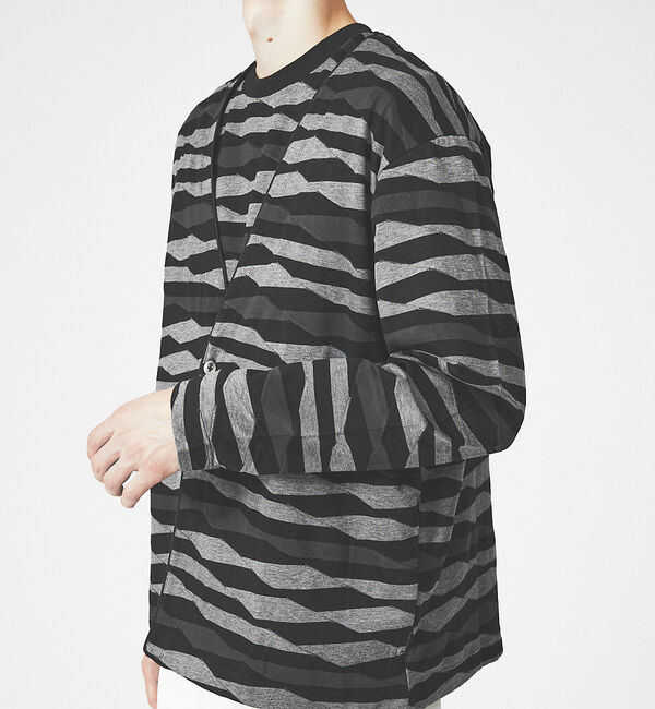 ABAHOUSE「【アンサンブル対応】ウェーブ ボーダー ワンボタン カーディガン」|カーディガン|