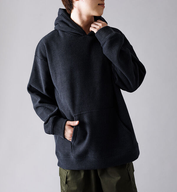 ABAHOUSE「ハニカム 裏起毛 プルオーバー パーカー」|パーカー|ブラック