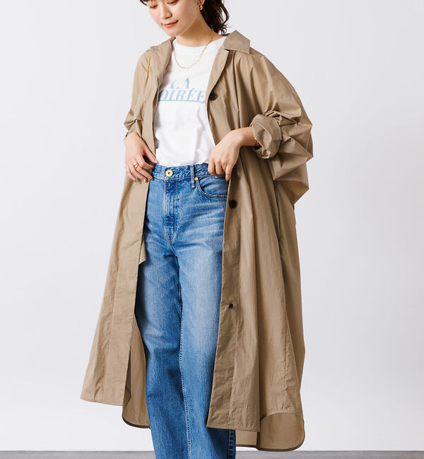 Rouge vif「撥水ナイロンライトコート」|ステンカラーコート|ベージュ