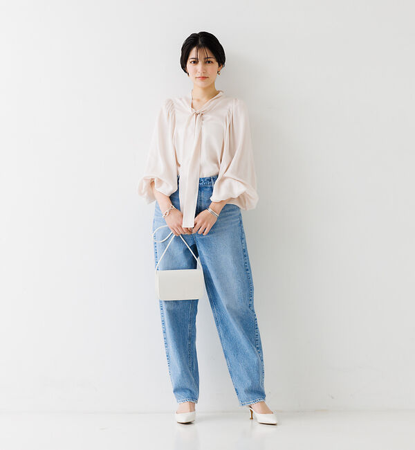 Rouge vif「とろみ素材 ギャザースリーブボウタイブラウス」|シャツ・ブラウス|