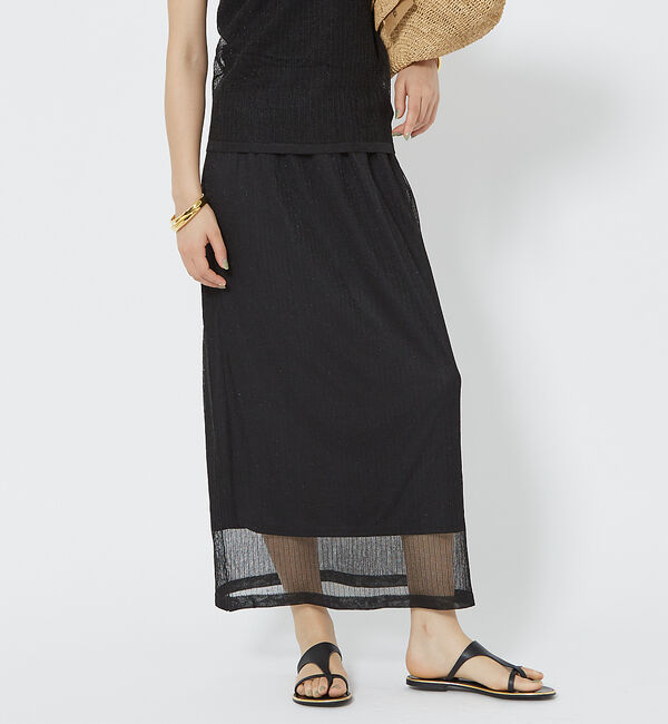 Rouge vif「針抜きリブシアーメタリックニットスカート」|スカート|ブラック