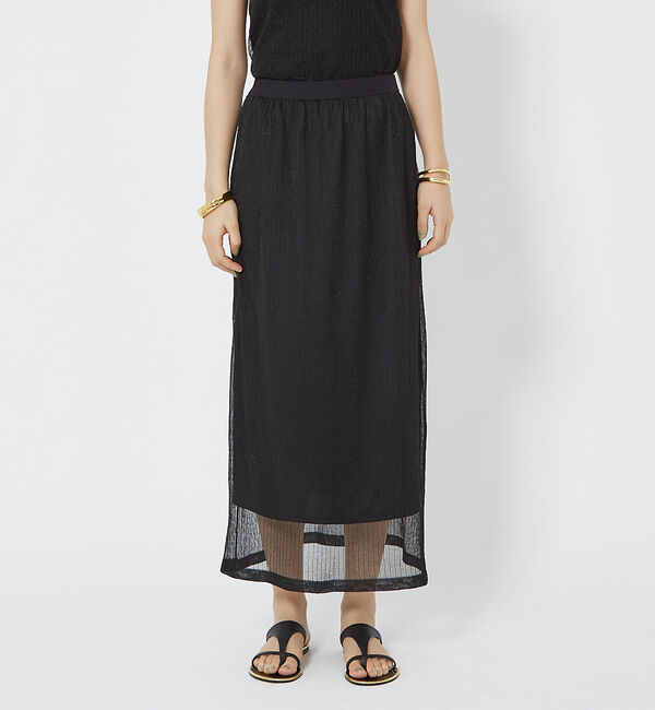 Rouge vif「針抜きリブシアーメタリックニットスカート」|スカート|