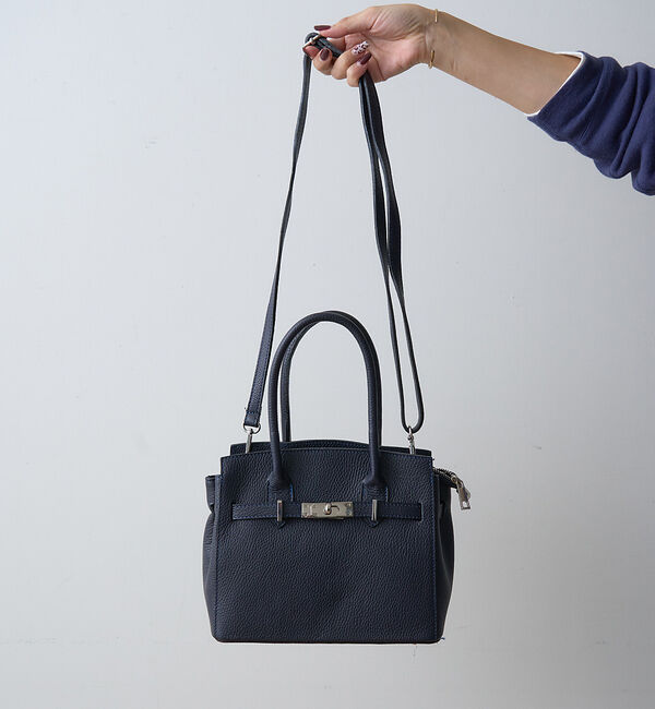 Rouge vif「【追加2】【AULENTTI/オウレンティ】レザーベルト付ミディトートバッグ」|ショルダー・メッセンジャー|