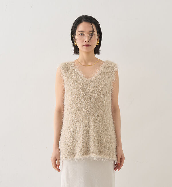 Rouge vif「コンビフェザーニットベスト」|ニット・セーター|