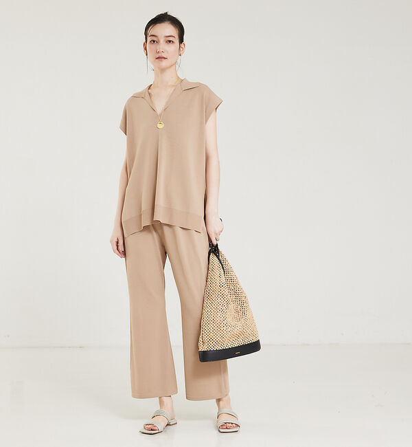 qualite「レーヨンストレッチサイドスリットニットパンツ」|その他|