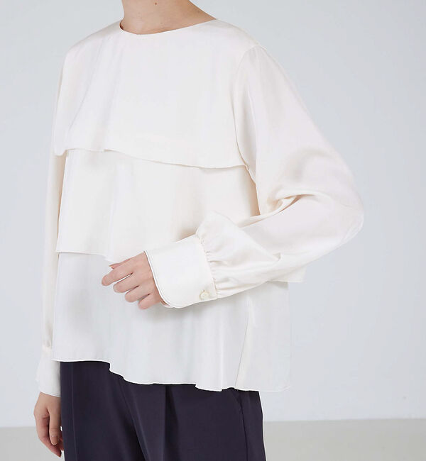 qualite「ブライトツイルティアードブラウス」|シャツ・ブラウス|