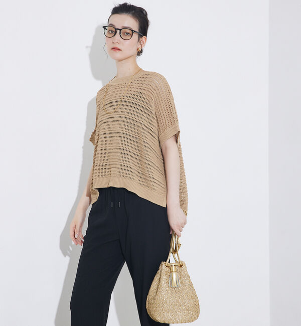 qualite「透かしガータースクエアニット」|Tシャツ・カットソー|