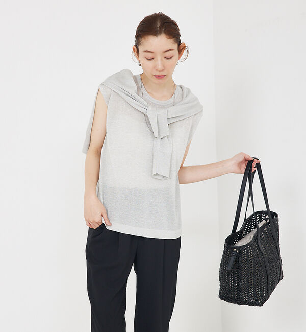 qualite「【大人の上品なシアー】ラメクルーネックニット」|キャミソール|