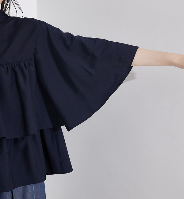 qualite「【接触冷感＆UVカット】ブライトローンフレアブラウス」|シャツ・ブラウス|