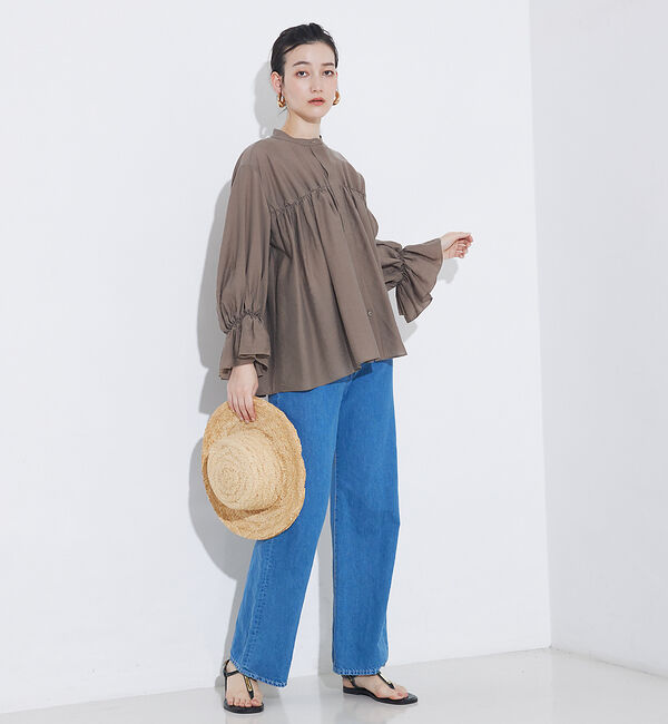 qualite「シャーリングパフスリーブシャツ」|シャツ・ブラウス|