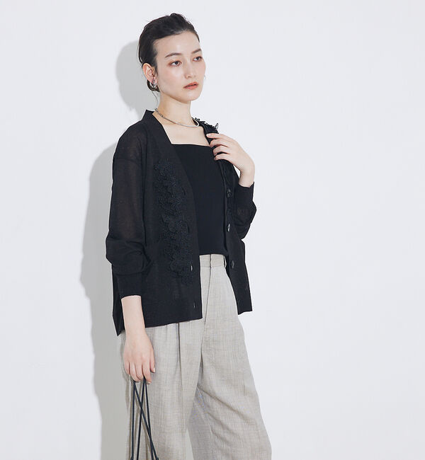qualite「boussole&times;qualite　フラワーエンブロカーディガン」|カーディガン|