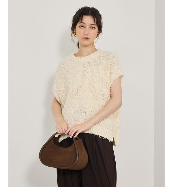 qualite「チュールフェザーニット」|ベスト・ジレ|オフホワイト