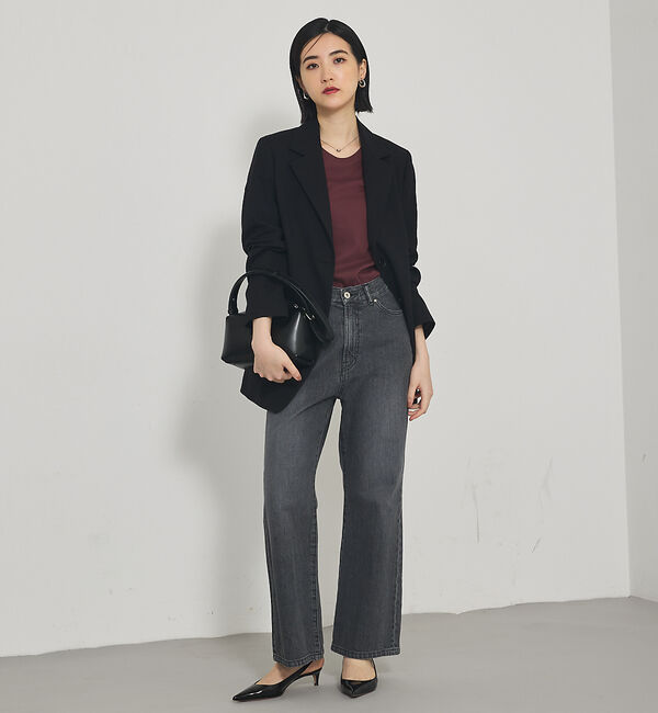 qualite「【e&times;qualite】フレアークロップドデニム」|デニム|