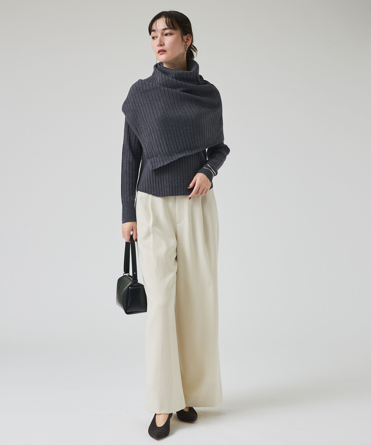 qualite「ご好評につき再入荷！【新色追加！25AW】アシメスヌードリブニット/スヌード取り」|ニット・セーター|