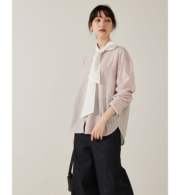 qualite「【ボウタイ取り外し可能】クレリックボウタイブラウス」|シャツ・ブラウス|