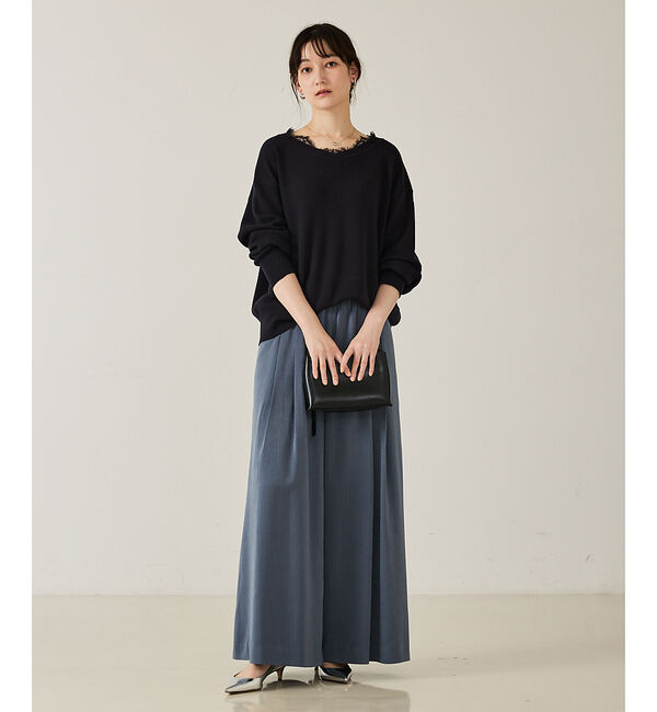 qualite「【トレンドアイテム】Vネックレース付きニット」|ニット・セーター|